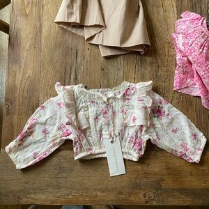 NWT Love Shack Fancy Cropped Baby Blouse